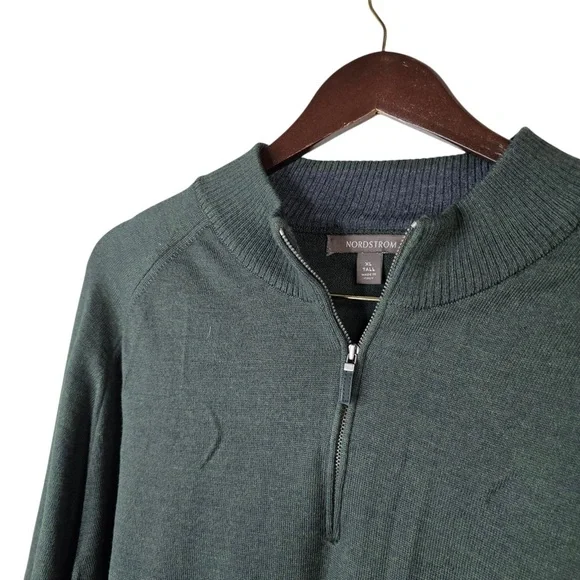Nordstrom Signature 100% Extra Fine Merino Wool Quarter Zip Sweater | XL Tall - Picture 3 of 6